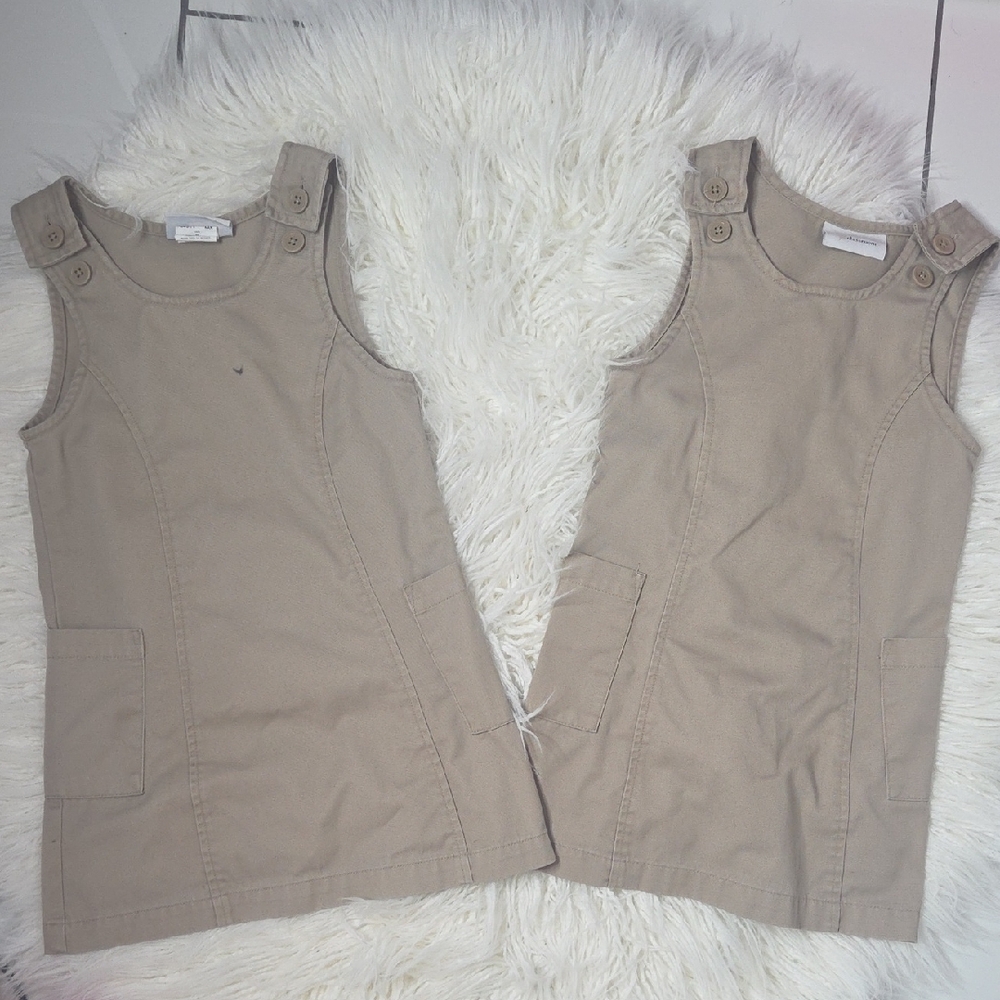 Classrom Beige Sleeveless Jumper Dress Sz 5 Set Of 2